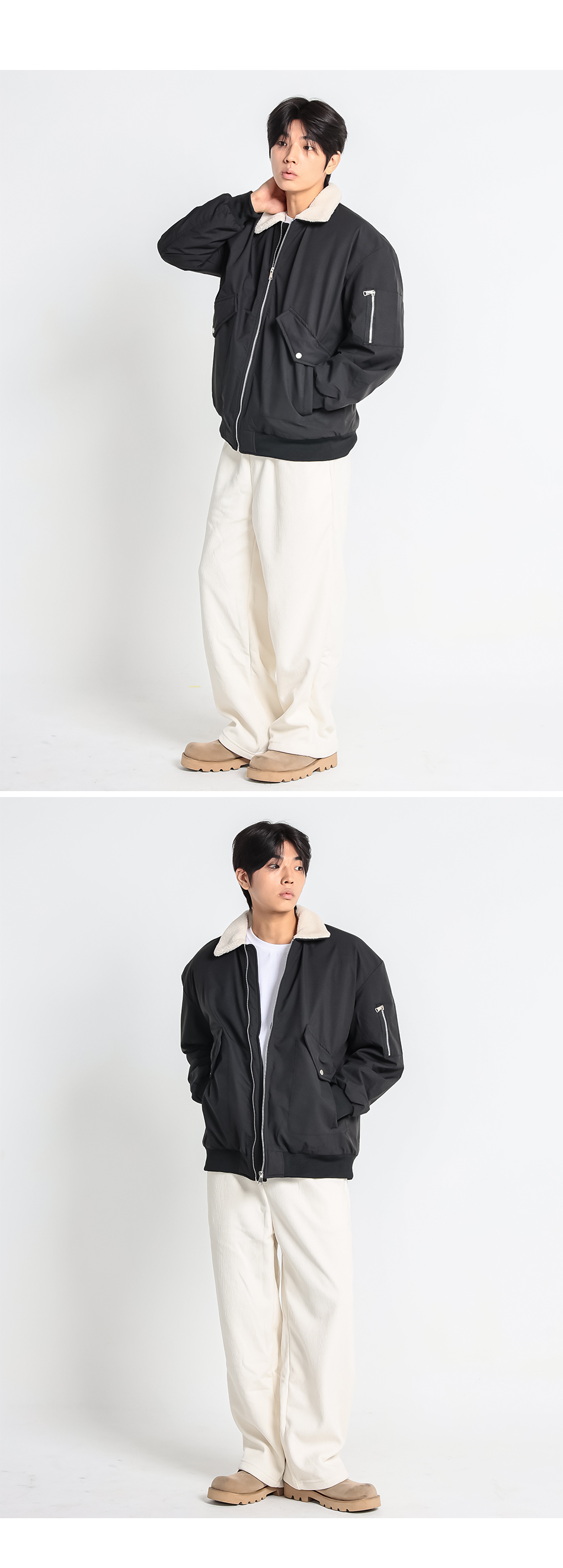 크램프 CRAMP 빅사이즈 오버핏 항공 점퍼 겨울 스트릿 코디 컷