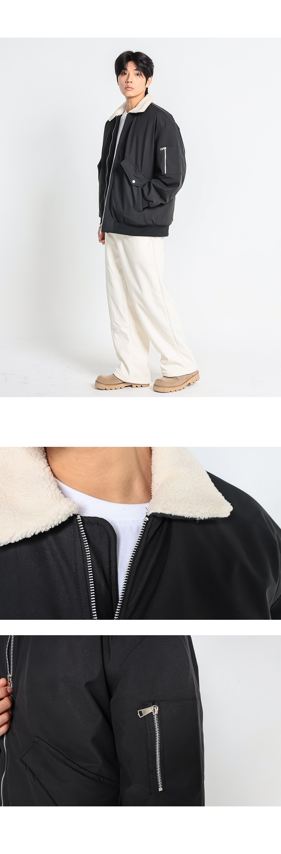 CRAMP 크램프 남성 빅사이즈 항공 패딩 점퍼 뒷모습 피팅 컷