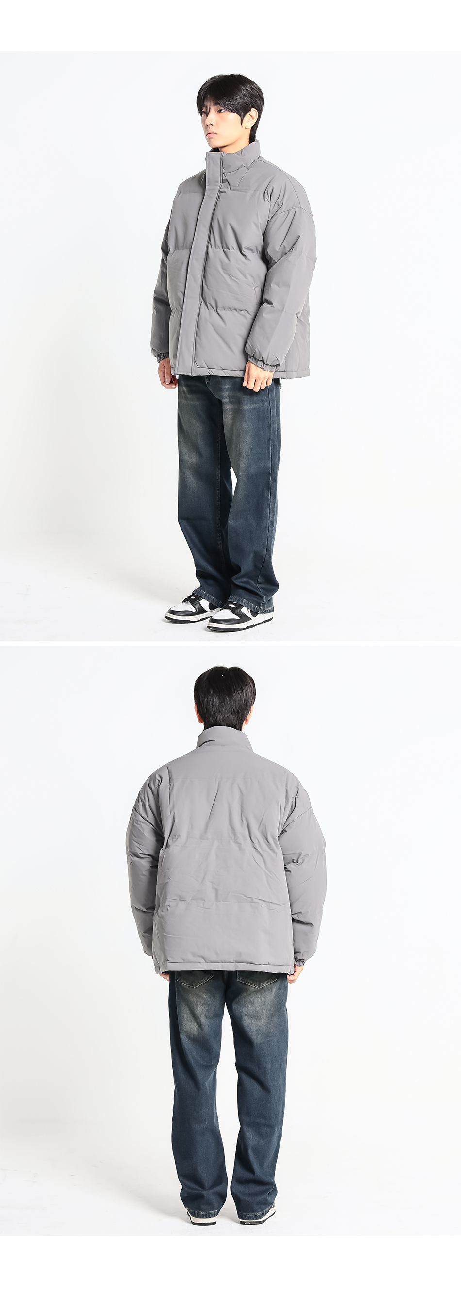 남성 빅사이즈 하이넥 오버핏 패딩 점퍼 모델 착용컷 2
