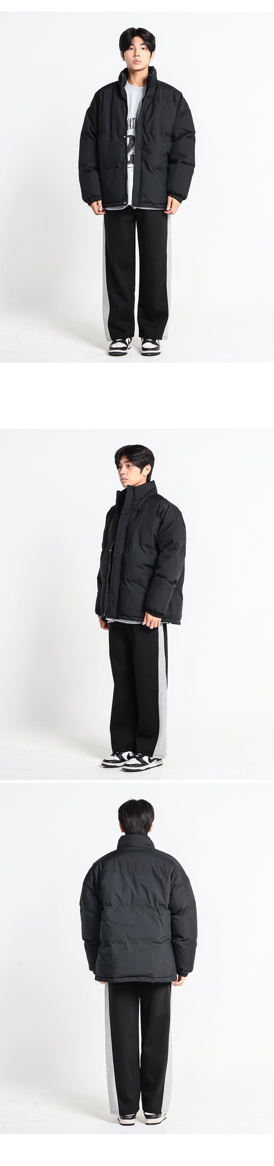 남성 빅사이즈 패딩 점퍼 블랙 상반신 피팅 컷 2